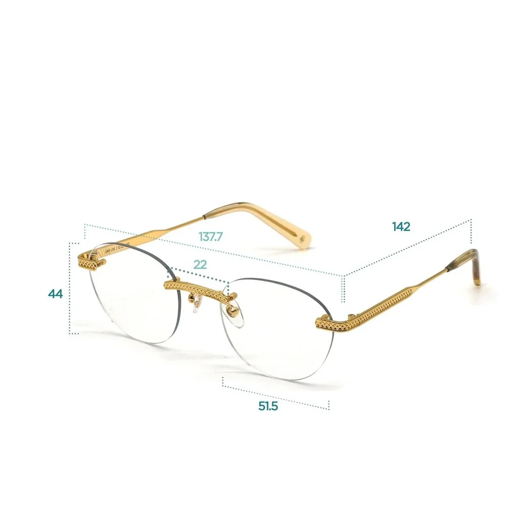 Men Gold Rimless Round Sunglasses Brown Lens Vintage‎ Metal Frame UV400 Hip Hop